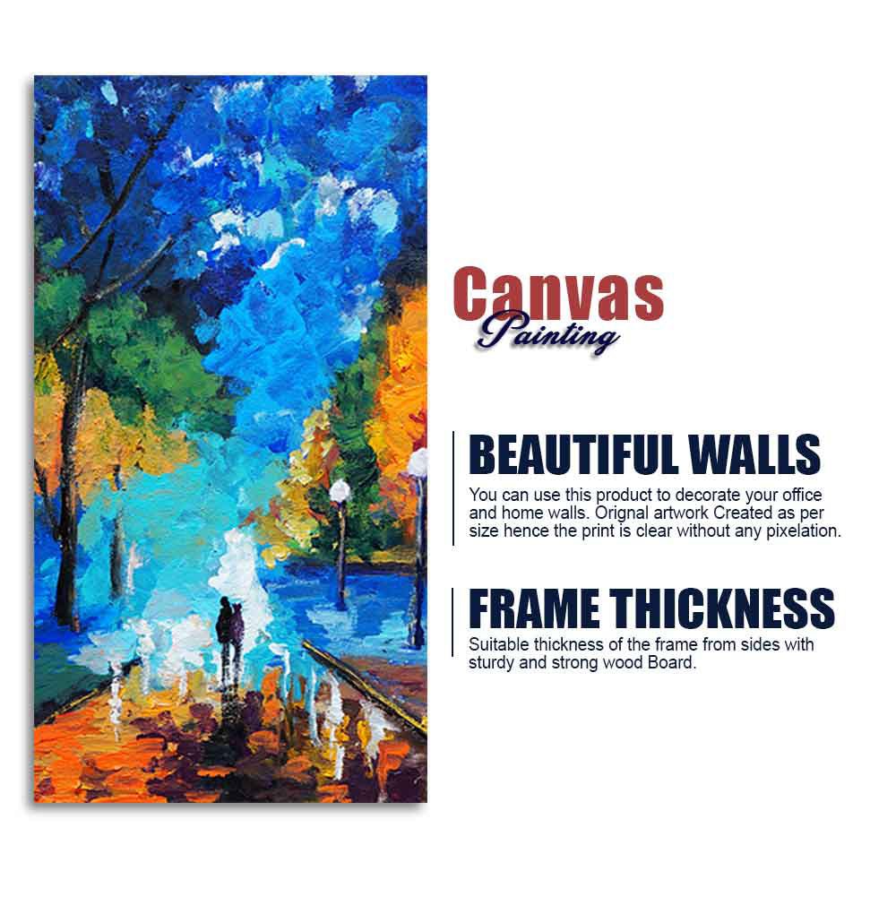 Vertical Wall Painting of Couple Walking in Night - Decor Smart
