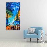 Vertical Wall Painting of Couple Walking in Night - Decor Smart
