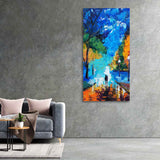 Vertical Wall Painting of Couple Walking in Night - Decor Smart