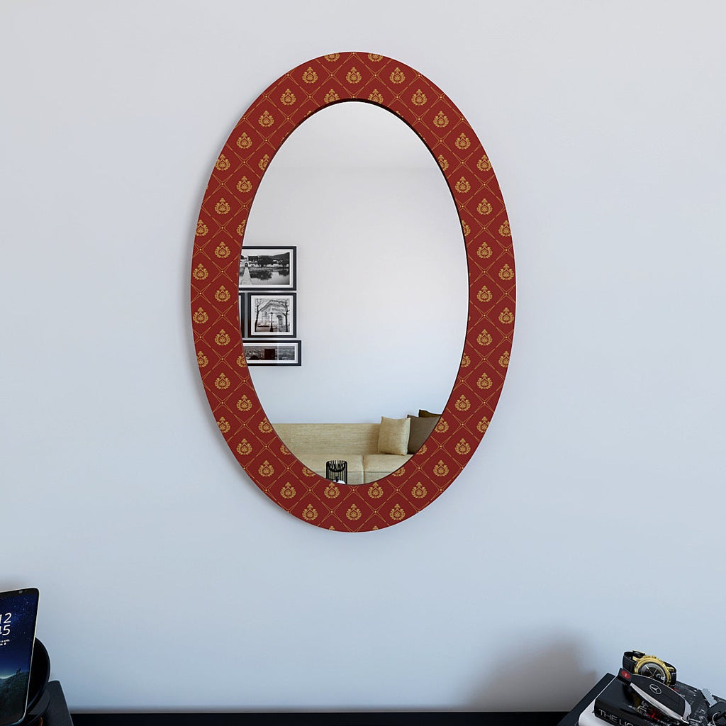 Beautiful Printed Design Oval Printed Mirror
