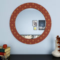 The Red Motif Printed Round Mirror