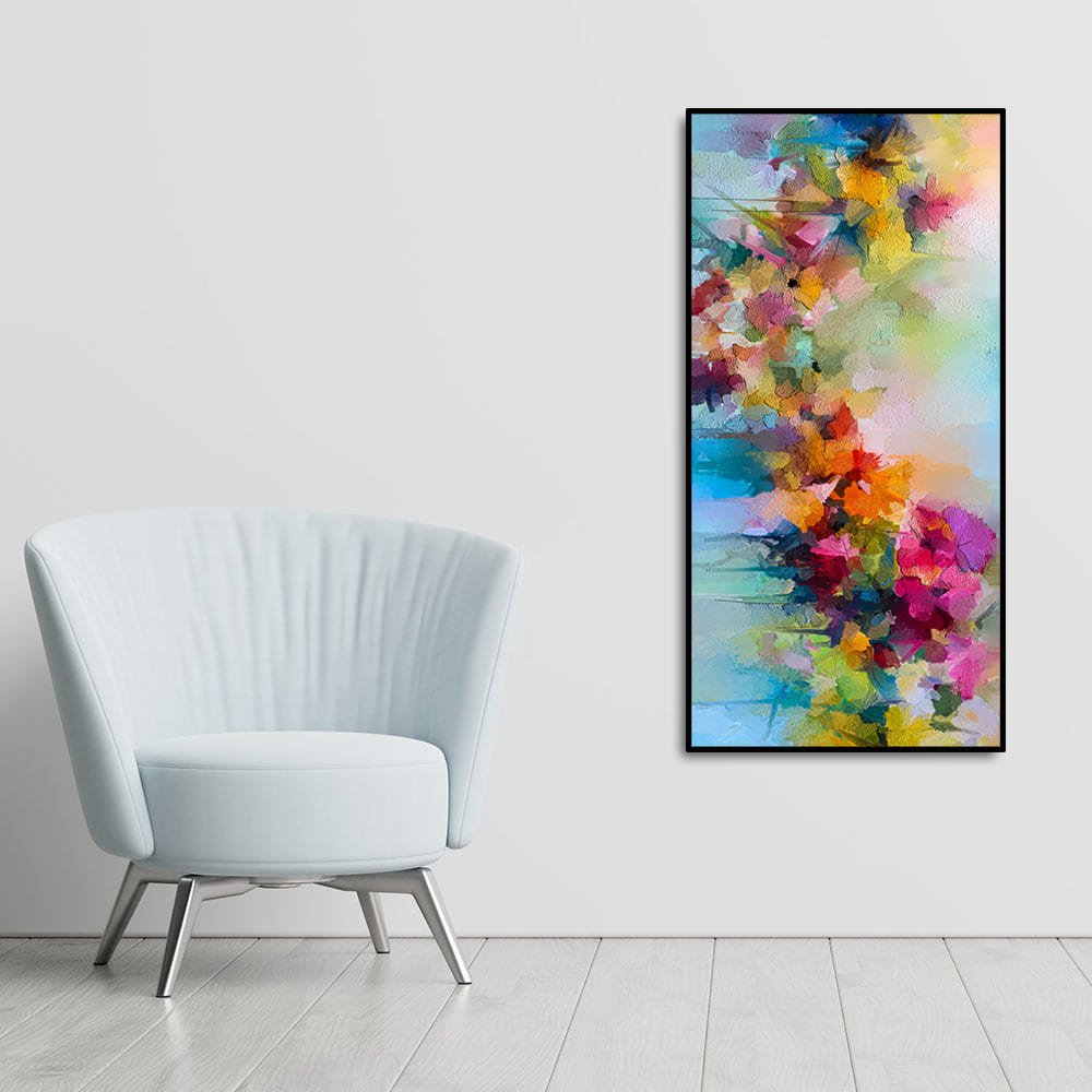 Vibrant Abstract Floral Painted Brush Stroke Premium Canvas Wall Painting - Decor Smart