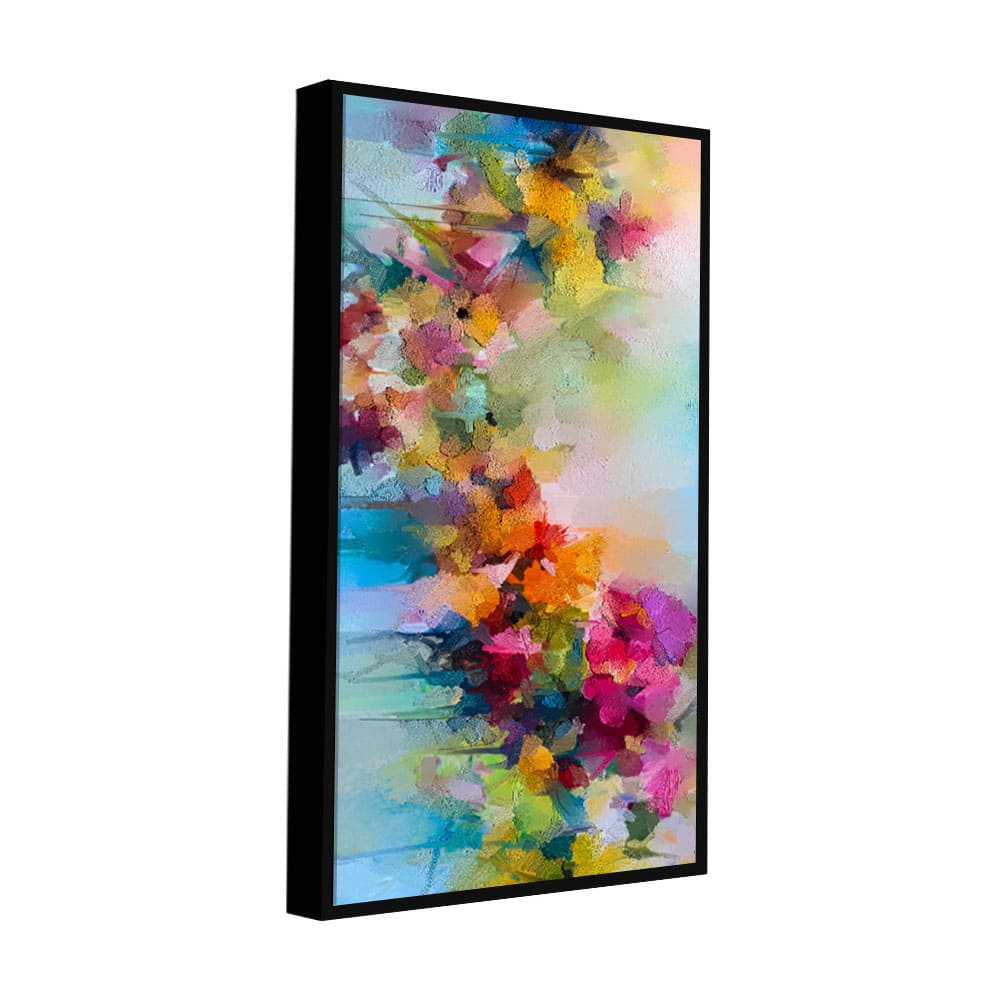 Vibrant Abstract Floral Painted Brush Stroke Premium Canvas Wall Painting - Decor Smart