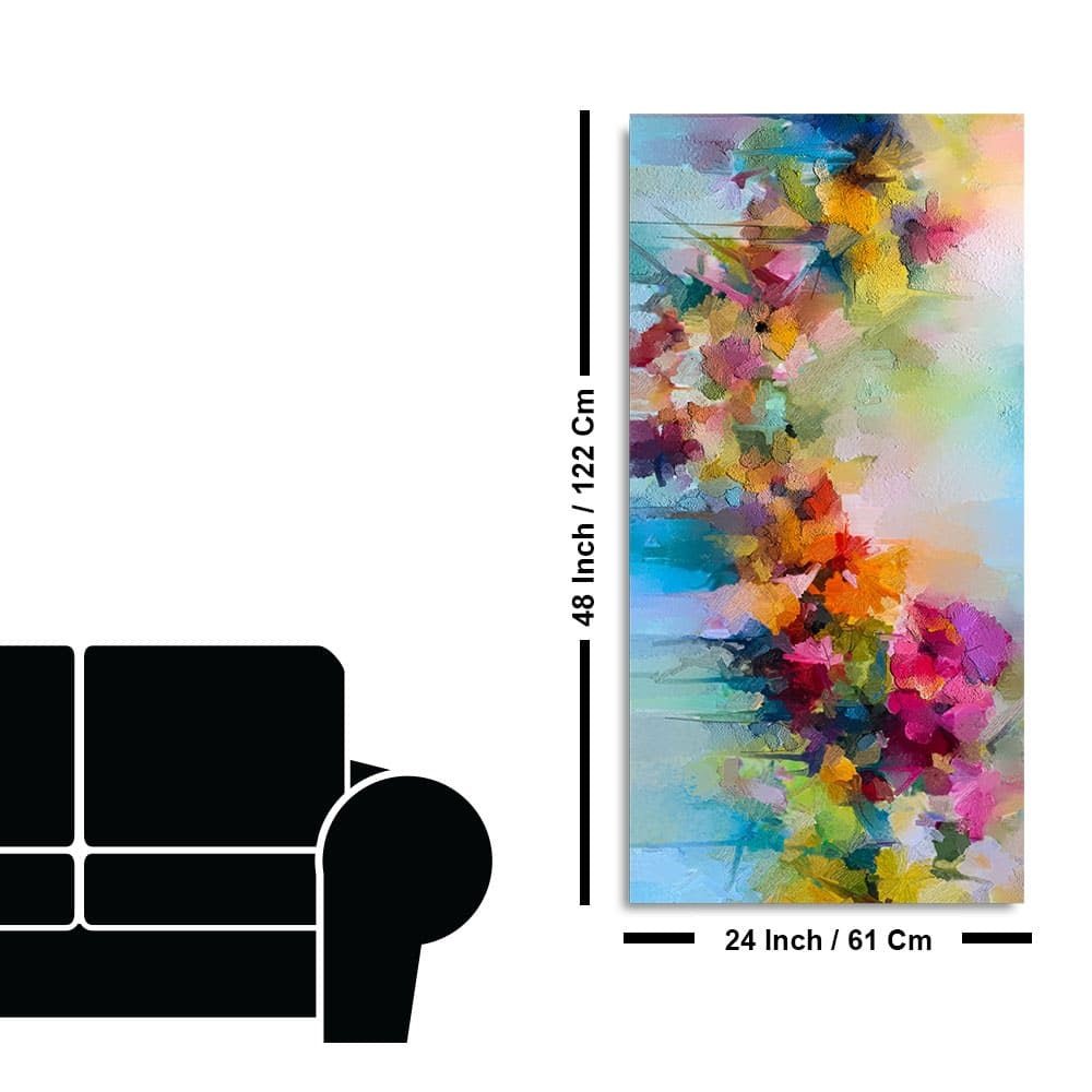 Vibrant Abstract Floral Painted Brush Stroke Premium Canvas Wall Painting - Decor Smart