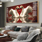 Vibrant Two Swan Premium Acrylic Floating Wall Painting - Decor Smart