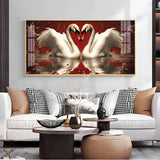Vibrant Two Swan Premium Acrylic Floating Wall Painting - Decor Smart