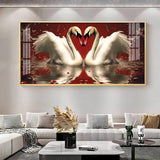 Vibrant Two Swan Premium Acrylic Floating Wall Painting - Decor Smart