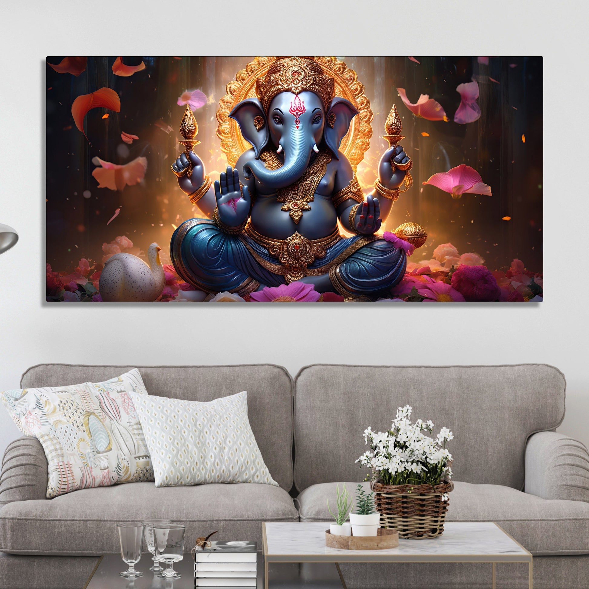 Vighnaharta Lord Ganpati Premium Canvas Wall Painting - Decor Smart