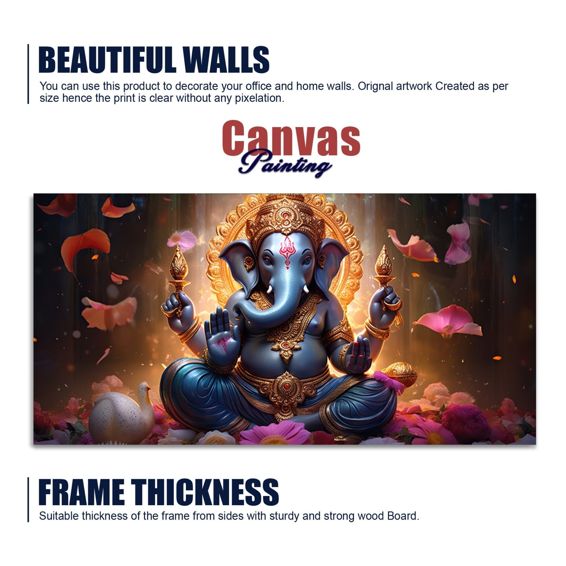 Vighnaharta Lord Ganpati Premium Canvas Wall Painting - Decor Smart