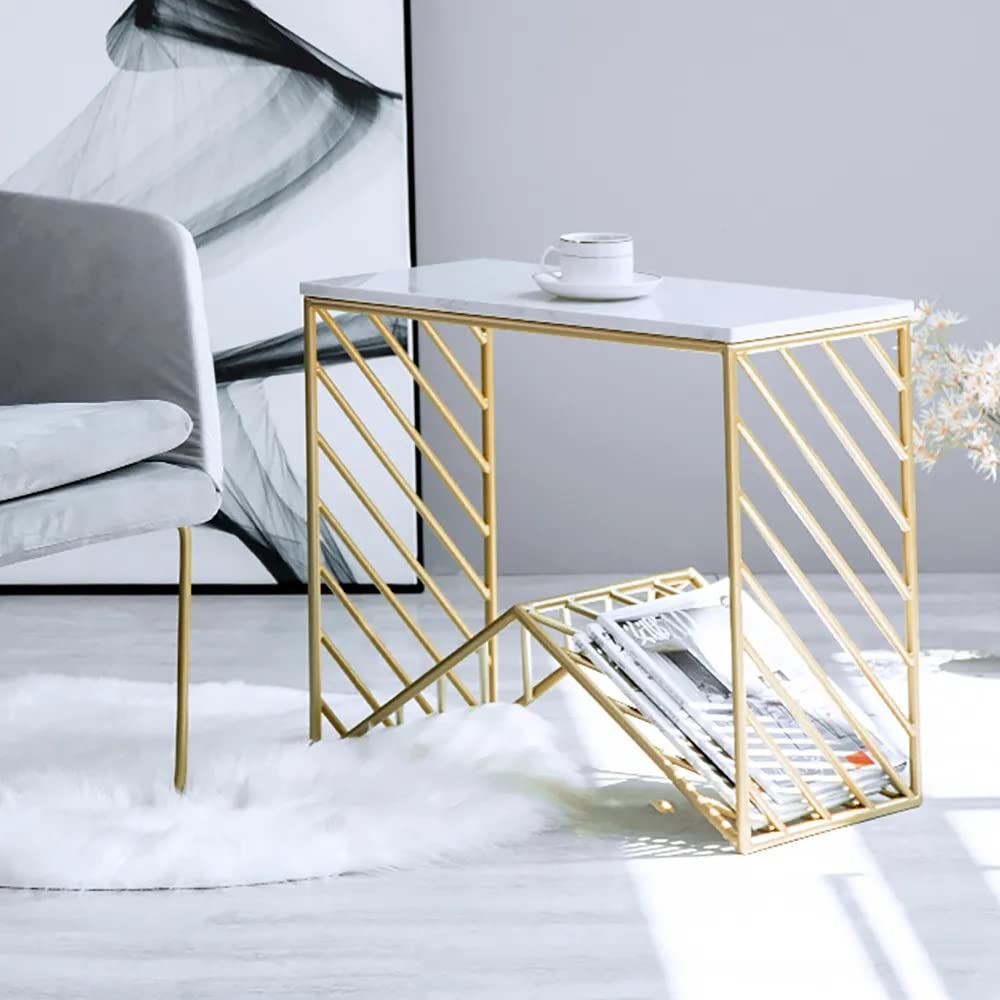 W - Base White Marble Top Console Table - Decor Smart