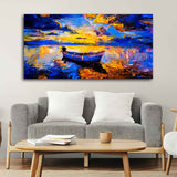 Wall Canvas Painting of Boat Sunset Over Ocean - Decor Smart