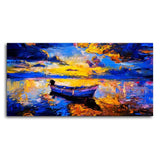 Wall Canvas Painting of Boat Sunset Over Ocean - Decor Smart