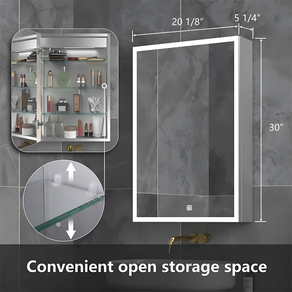 Wall Mounted Bathroom Cabinet Mirror with Bright LED Frame Light