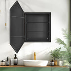 Wall-Mounted Hexagon Mirror with LED Light and Storage Shelves