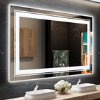 Wall Mounted Oversized Bathroom Mirror Cabinet with Double LED Frame