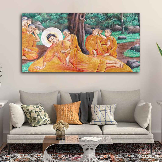 Wall Painting of Gautam Buddha Death - Decor Smart
