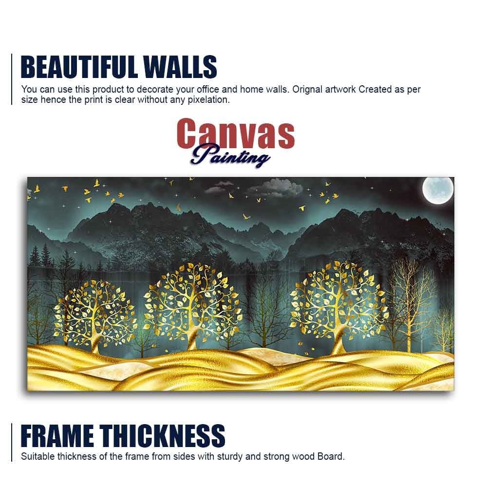 Premium Forest Wall Painting – Golden Trees Shine by Decor Smart