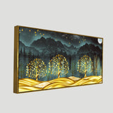 Wall Painting of Golden Trees in Dark Forest - Decor Smart