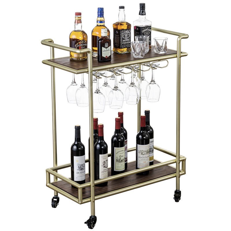 Warvan Freestanding Bar Cart Wine Glasses Bottle Rack - Decor Smart
