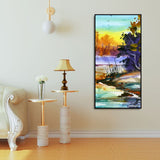 Water Color Landscape of Beautiful Scenery Trees Canvas Wall Painting - Decor Smart