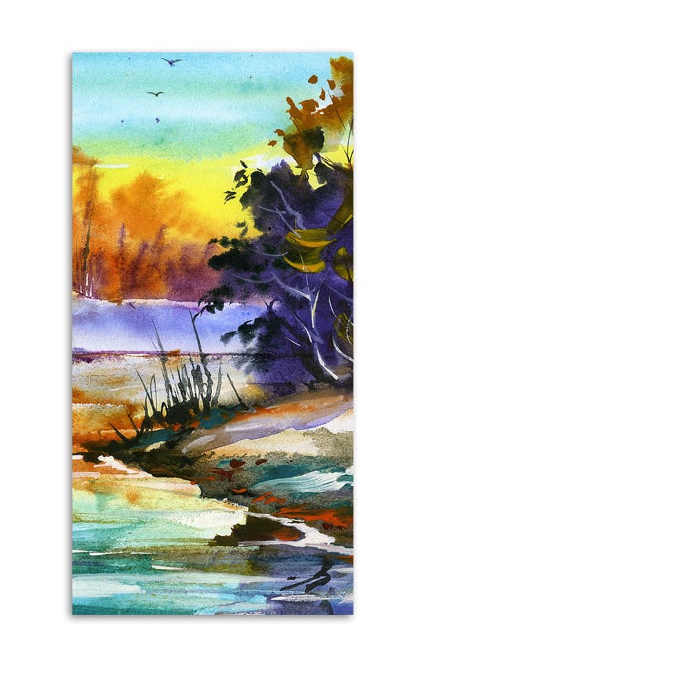Water Color Landscape of Beautiful Scenery Trees Canvas Wall Painting - Decor Smart