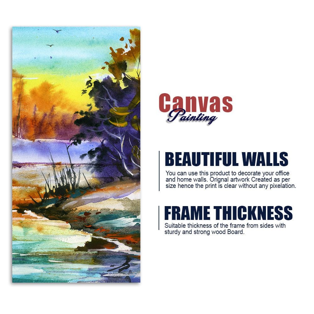 Water Color Landscape of Beautiful Scenery Trees Canvas Wall Painting - Decor Smart