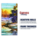 Water Color Landscape of Beautiful Scenery Trees Canvas Wall Painting - Decor Smart