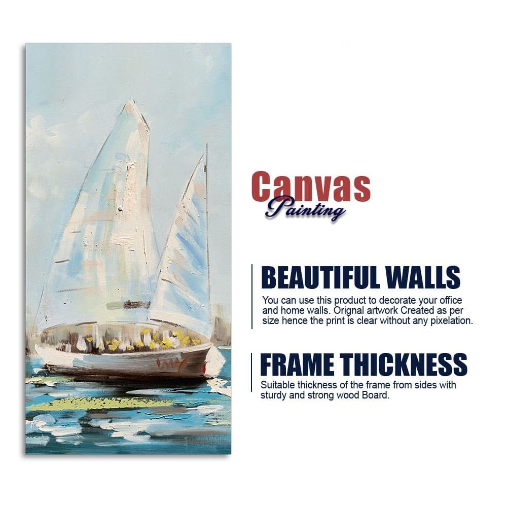 Watercolor Painting of Sailing Boats Premium Canvas Wall Painting - Decor Smart