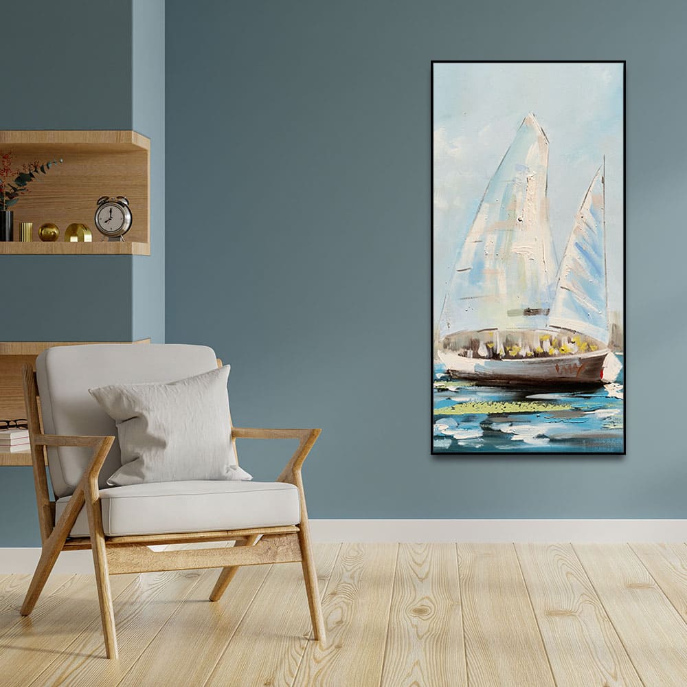 Watercolor Painting of Sailing Boats Premium Canvas Wall Painting - Decor Smart