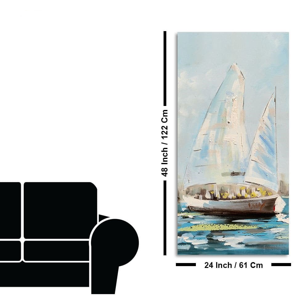 Watercolor Painting of Sailing Boats Premium Canvas Wall Painting - Decor Smart