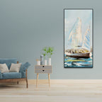 Watercolor Painting of Sailing Boats Premium Canvas Wall Painting