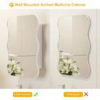 Wave Shape Wall Mirror Cabinet with Storage Shelves Inside