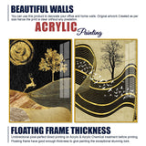 Wavy Golden Lines Mountains Premium Acrylic Floating Wall Painting Set Of 2 - Decor Smart