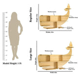 Whale Backlit Designer Wooden Wall Shelf / Book Shelf / Night Light, Light Oak Finish - Decor Smart