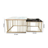 White & Black Square Shape Metallic Marble Table Set of 2 - Decor Smart
