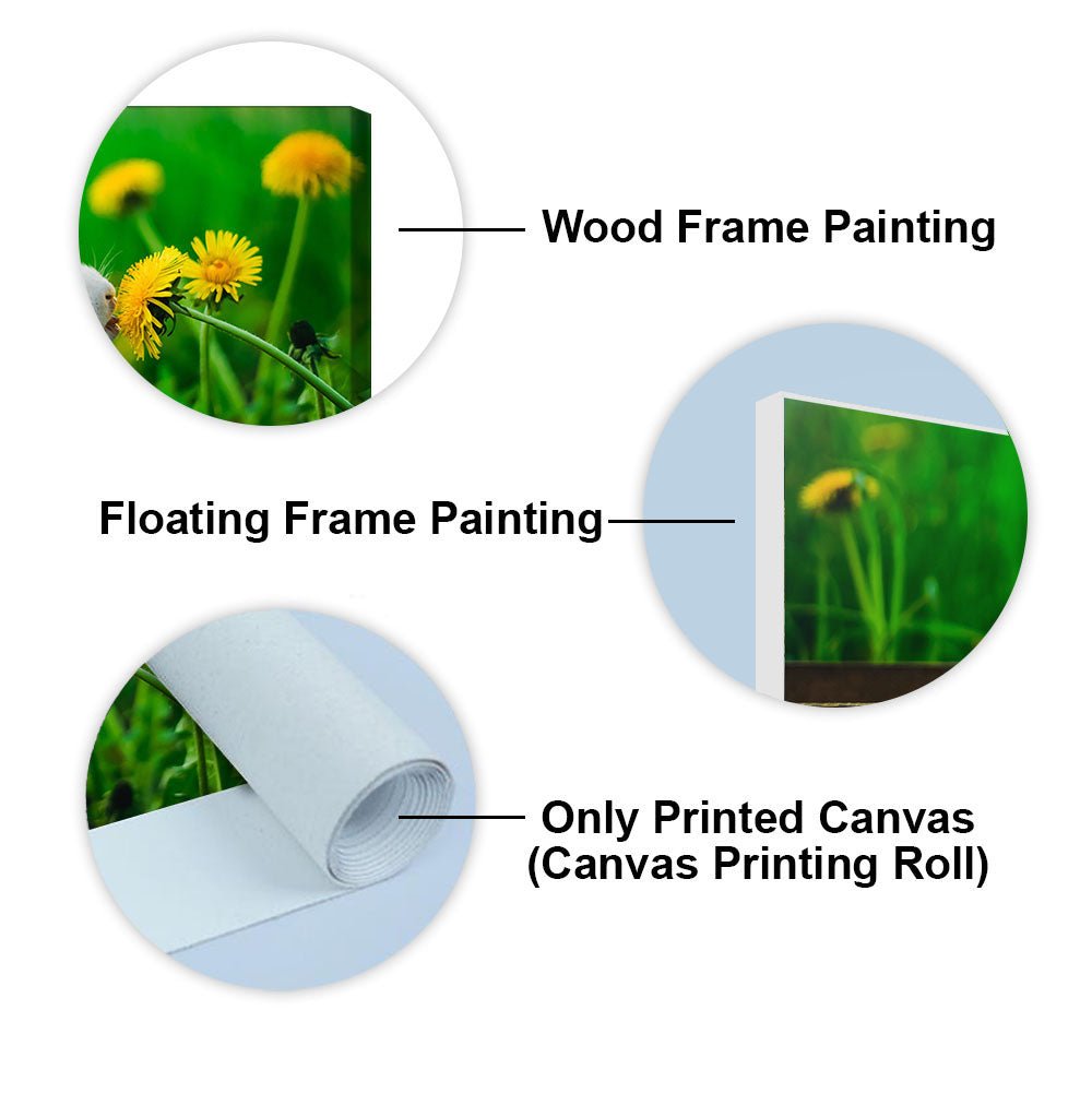 White Bunny in Yellow Flowers – Garden Canvas Wall Painting - Decor Smart