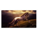 White Horse with Golden Hair Premium Canvas Panoramic Wall Hanging