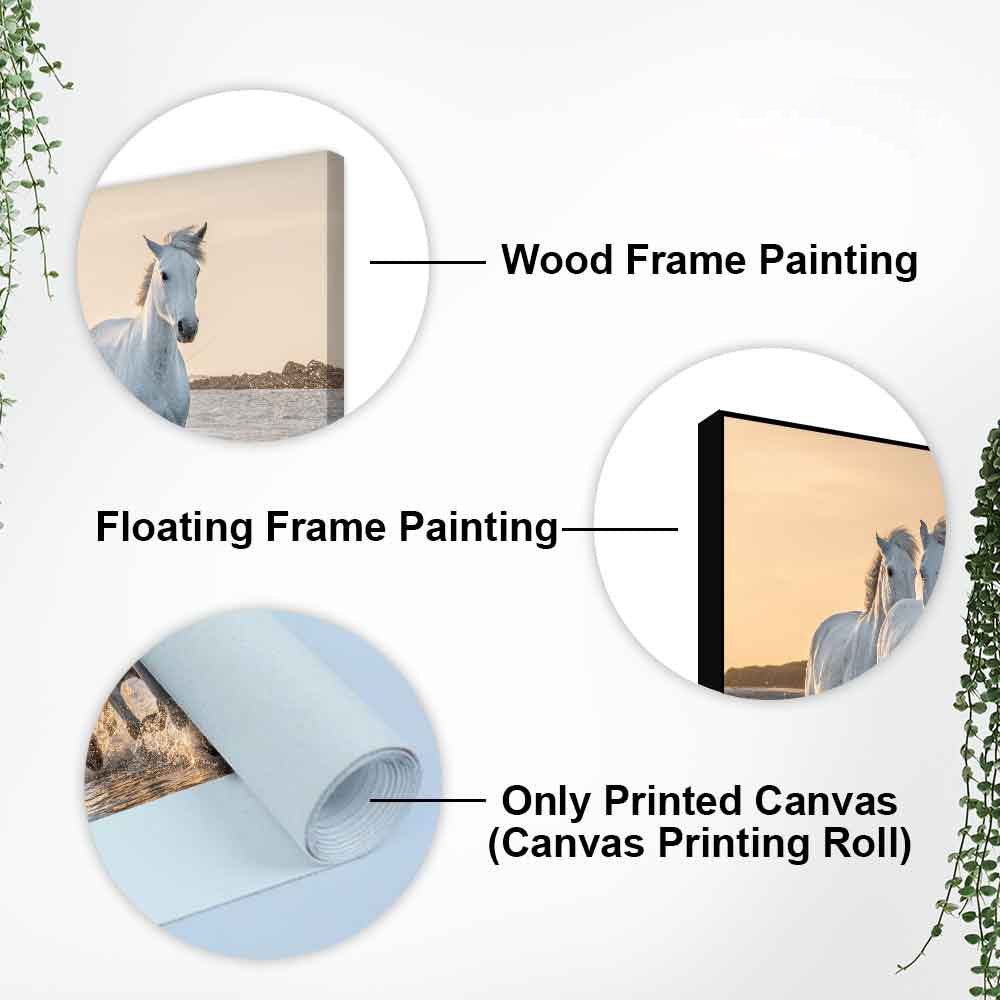 White Horses Galoping in Water Premium Wall Painting - Decor Smart