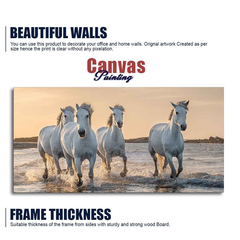 White Horses Galoping in Water Premium Wall Painting - Decor Smart