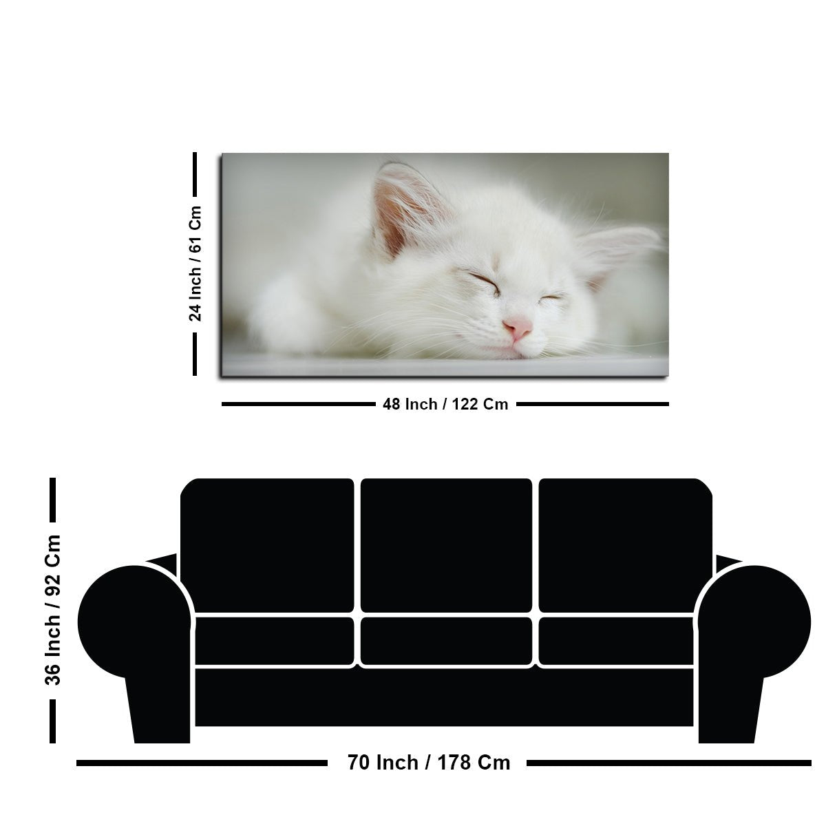 White Kitten Sleeping Canvas – Cute Wall Painting - Decor Smart