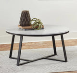 White Marble Round Coffee Table Set of 2 with Faux Marble - Decor Smart