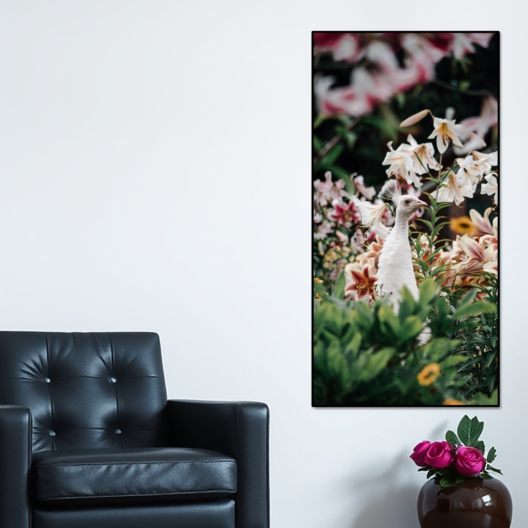 White Peacock Canvas Wall Painting - Decor Smart