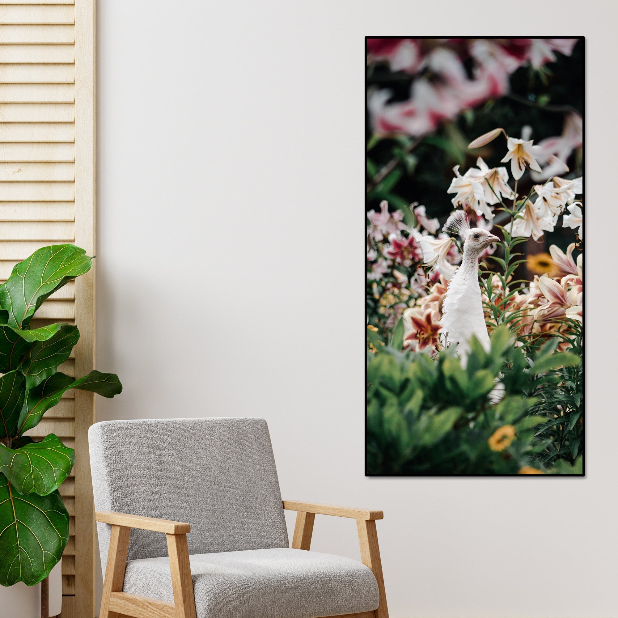 White Peacock Canvas Wall Painting - Decor Smart