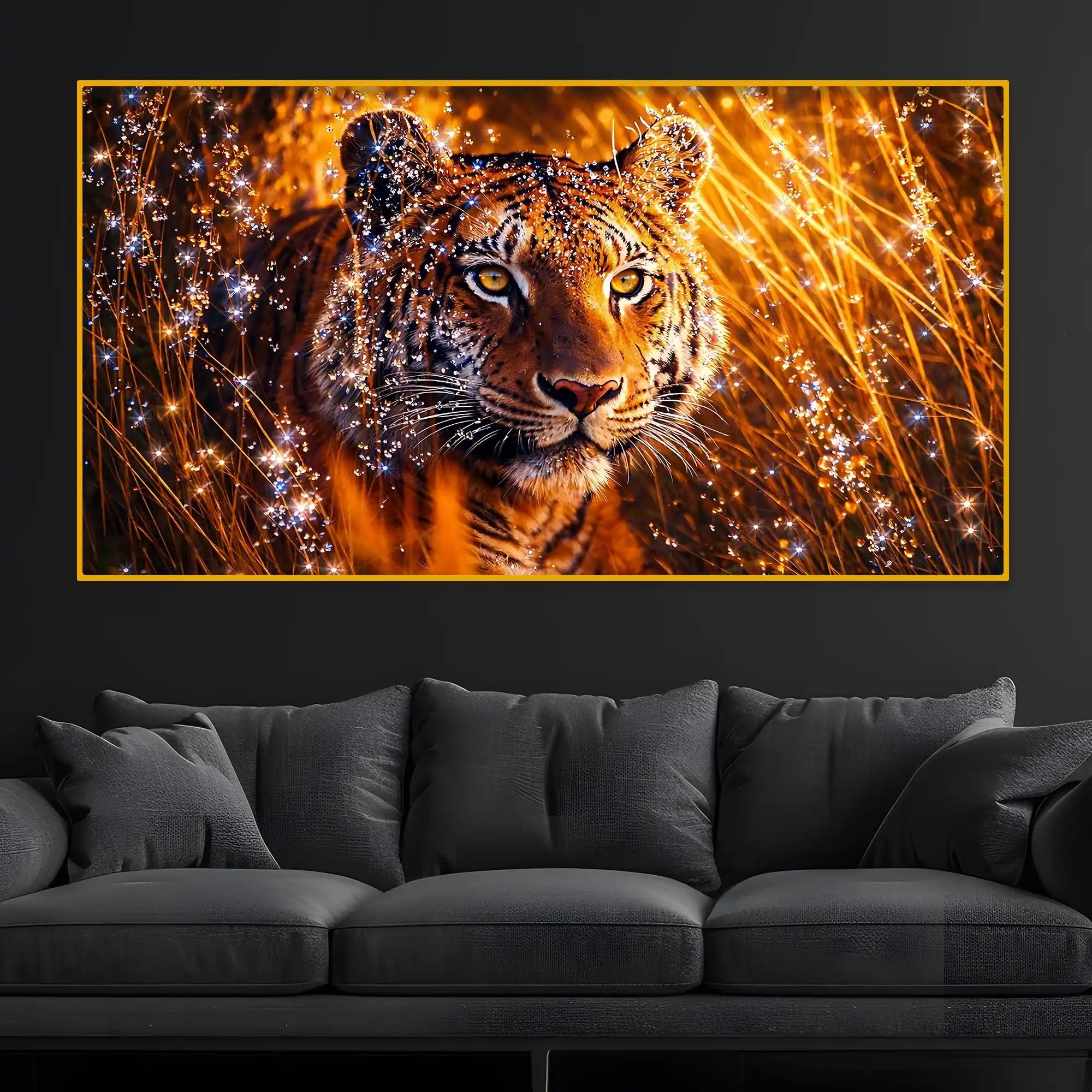 Wild Tiger Premium Designer Crystal Glass Wall Painting