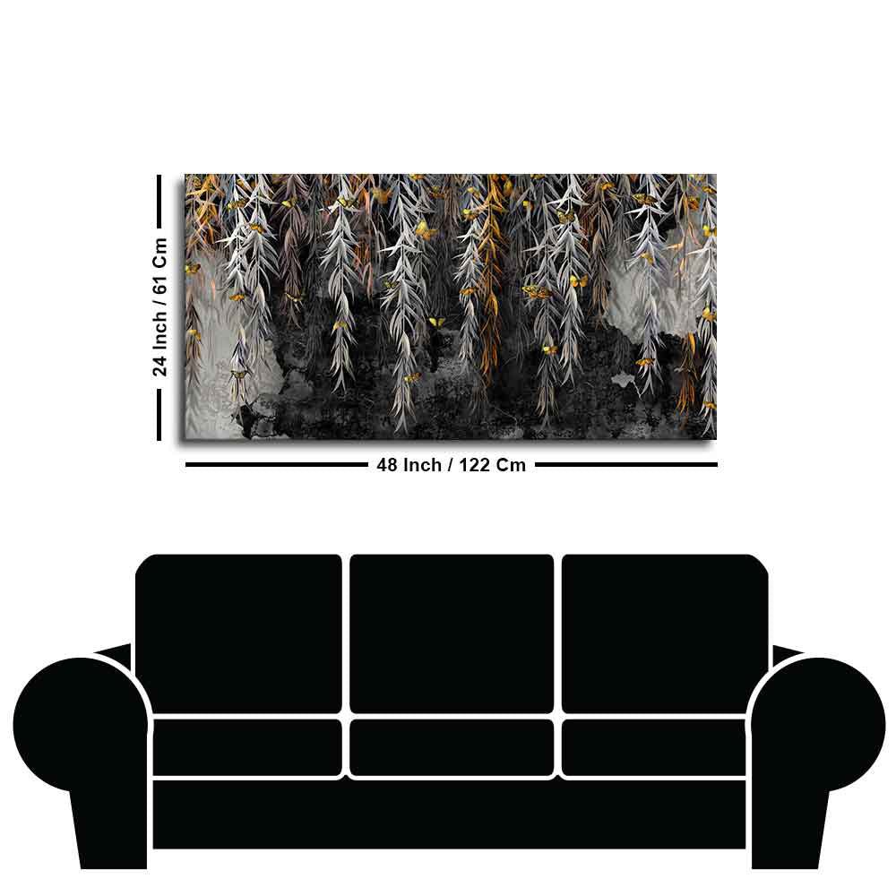 Willow Branches with Gold Butterflies Wall Painting - Decor Smart