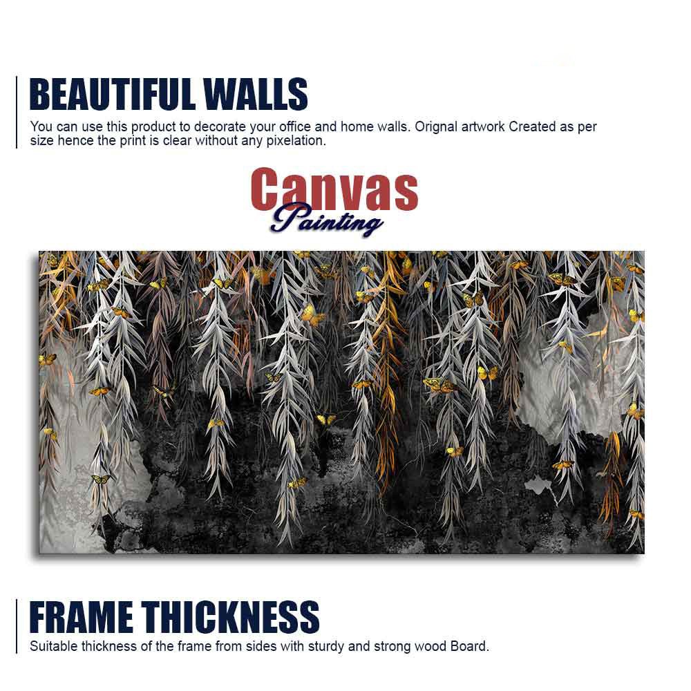 Willow Branches with Gold Butterflies Wall Painting - Decor Smart