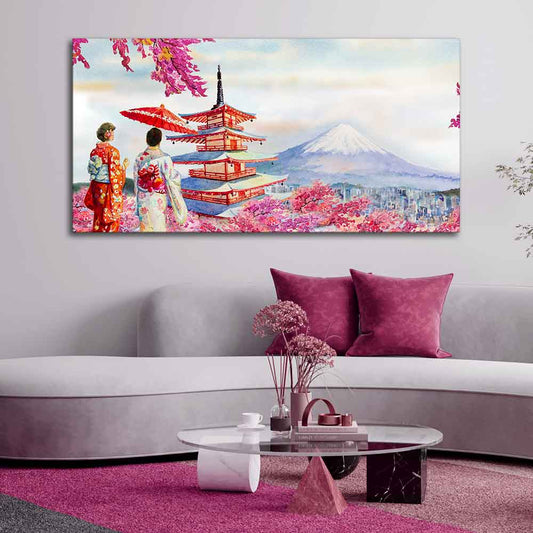Women in Kimono Canvas Wall Painting - Decor Smart