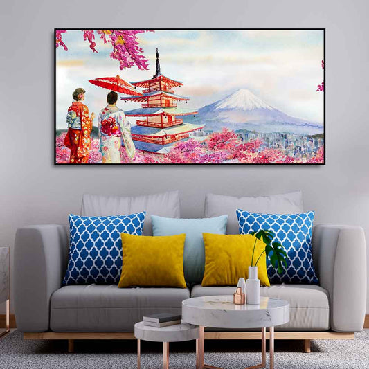 Women in Kimono Canvas Wall Painting - Decor Smart