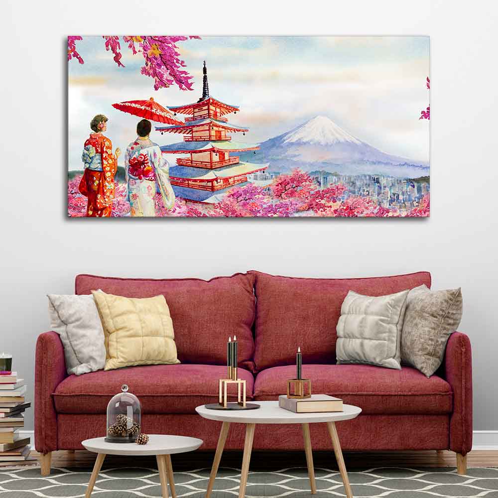 Women in Kimono Canvas Wall Painting - Decor Smart