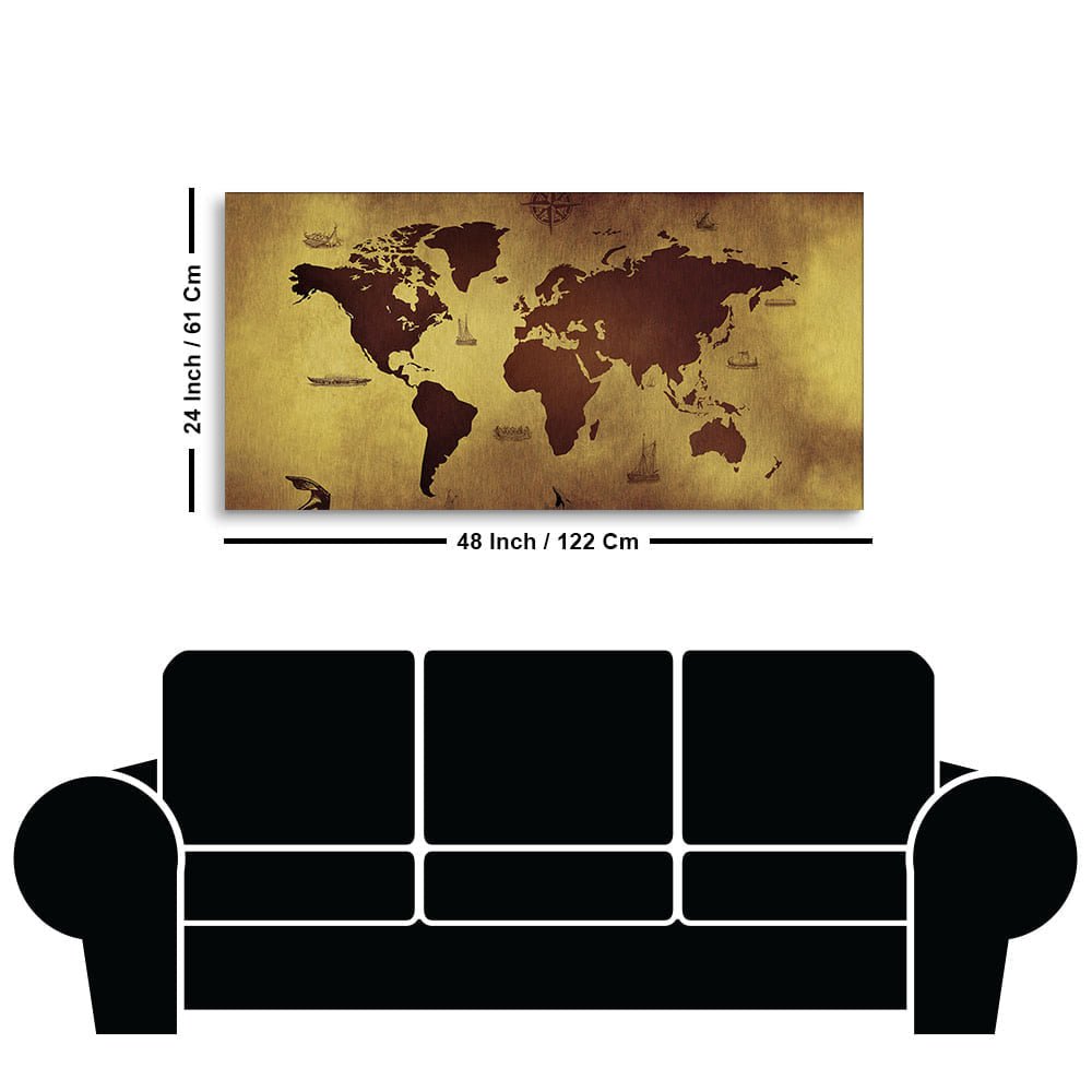 World Map Premium Canvas Wall Painting - Decor Smart